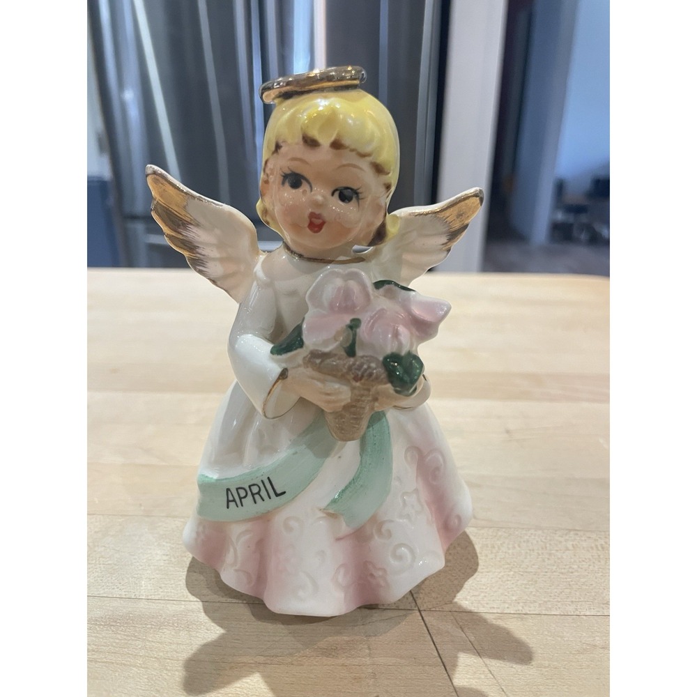 1950's "APRIL" BIRTHDAY ANGEL FIGURINE NIPPON YOKO BOEKI JAPAN